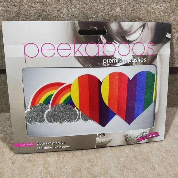 Eye Candy Rainbow and Heart Self Adhesive Nipple Pasties #1 - Picture 1 of 3